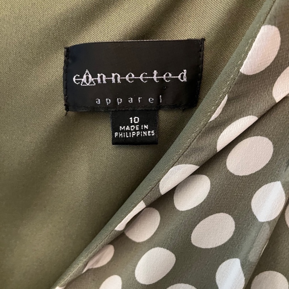 Connected Apparel Women's Dress, Sage with Cream Polka Dots - Picture 13 of 14